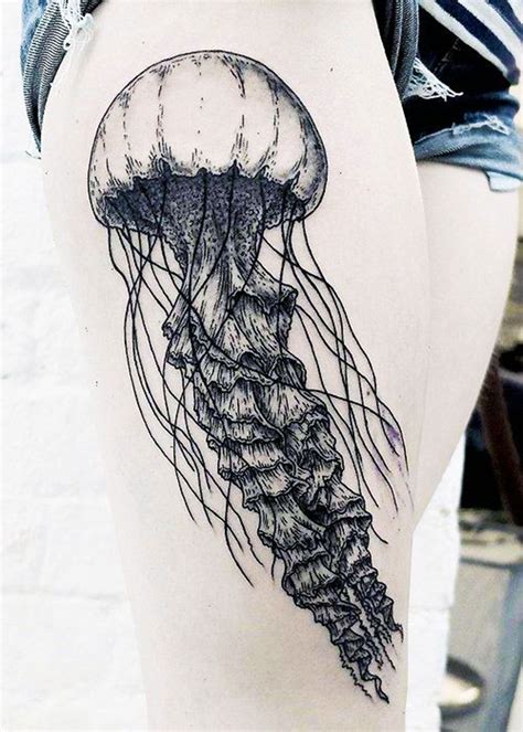 black and white jellyfish tattoo